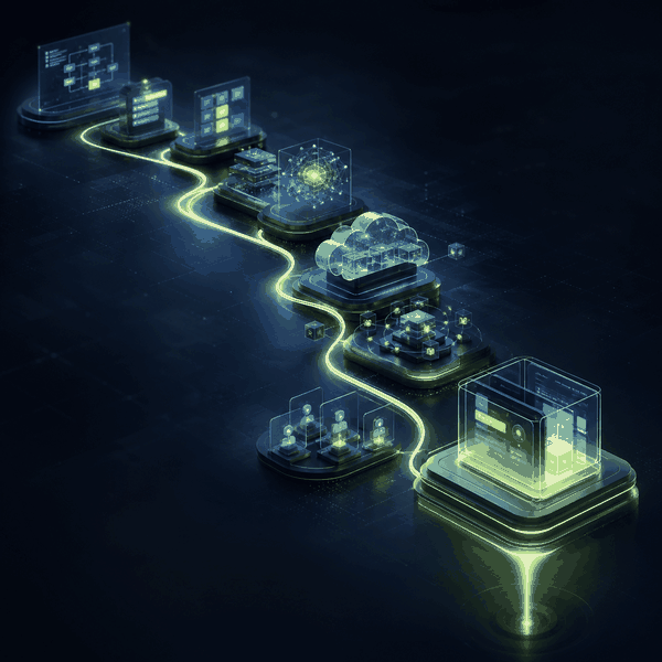Animated end-to-end technology delivery pipeline